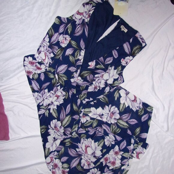 NEW size medium jumpsuit pant suit pantsuit womens blue floral one piece - Picture 1 of 7